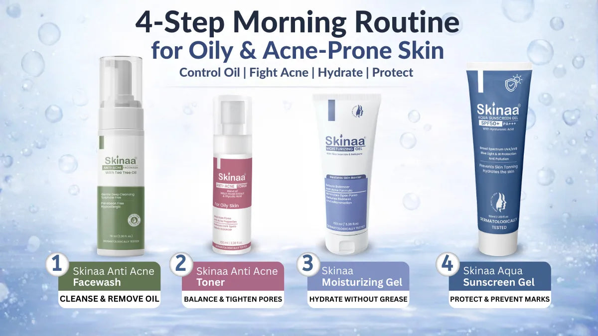 Morning Skincare Routine for Oily & Acne Prone Skin: 4 Simple Steps wi ...