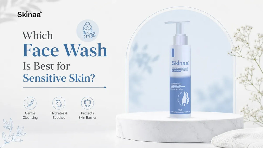 A skinaa product showing itself on podium gentle hydrating cleanser for redness and skin barrier protection