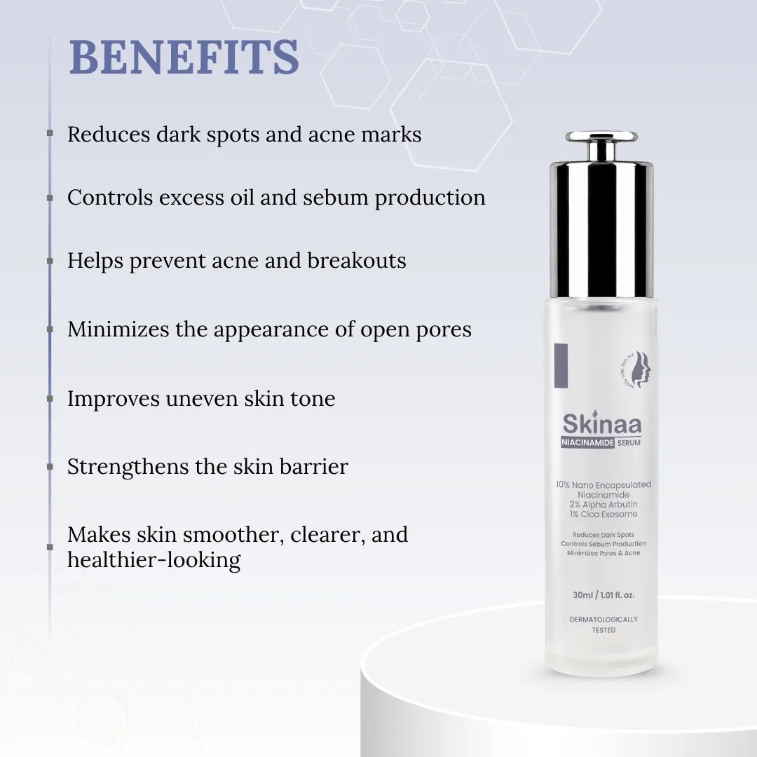 SKINAA Niacinamide Face Serum for Dark Spots, Pore Tightening, Acne, & Oil Control (30 ml)