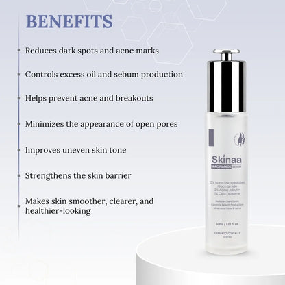 SKINAA Niacinamide Face Serum for Dark Spots, Pore Tightening, Acne, & Oil Control (30 ml)