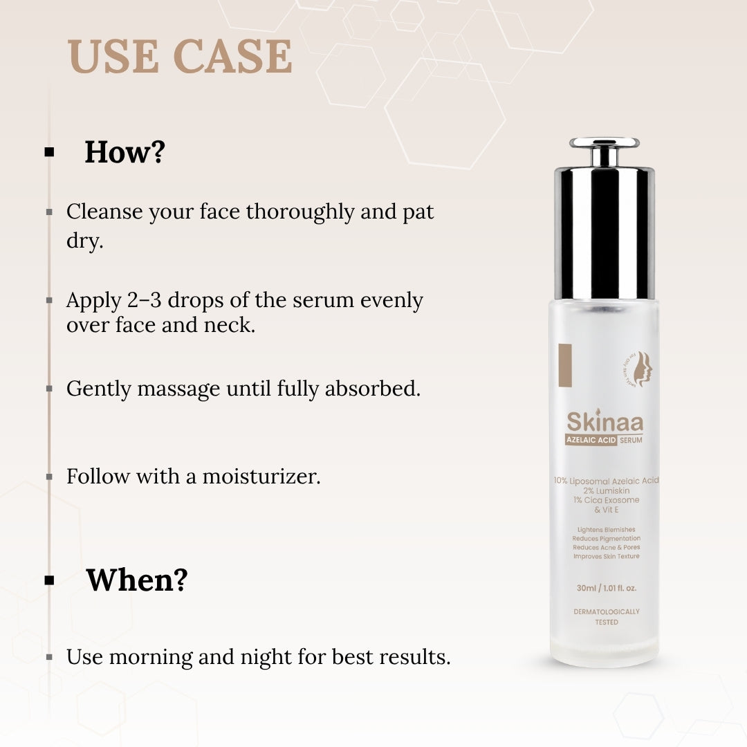 Skinaa 10% Azelaic Acid Serum | Pigmentation & Acne Control | 30 ml