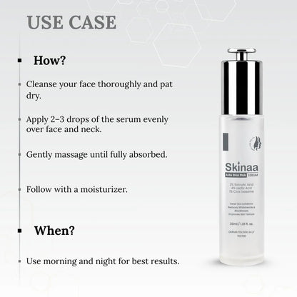 Skinaa AHA BHA PHA Gentle Exfoliating Serum | Acne & Blackhead Control | 30 ml