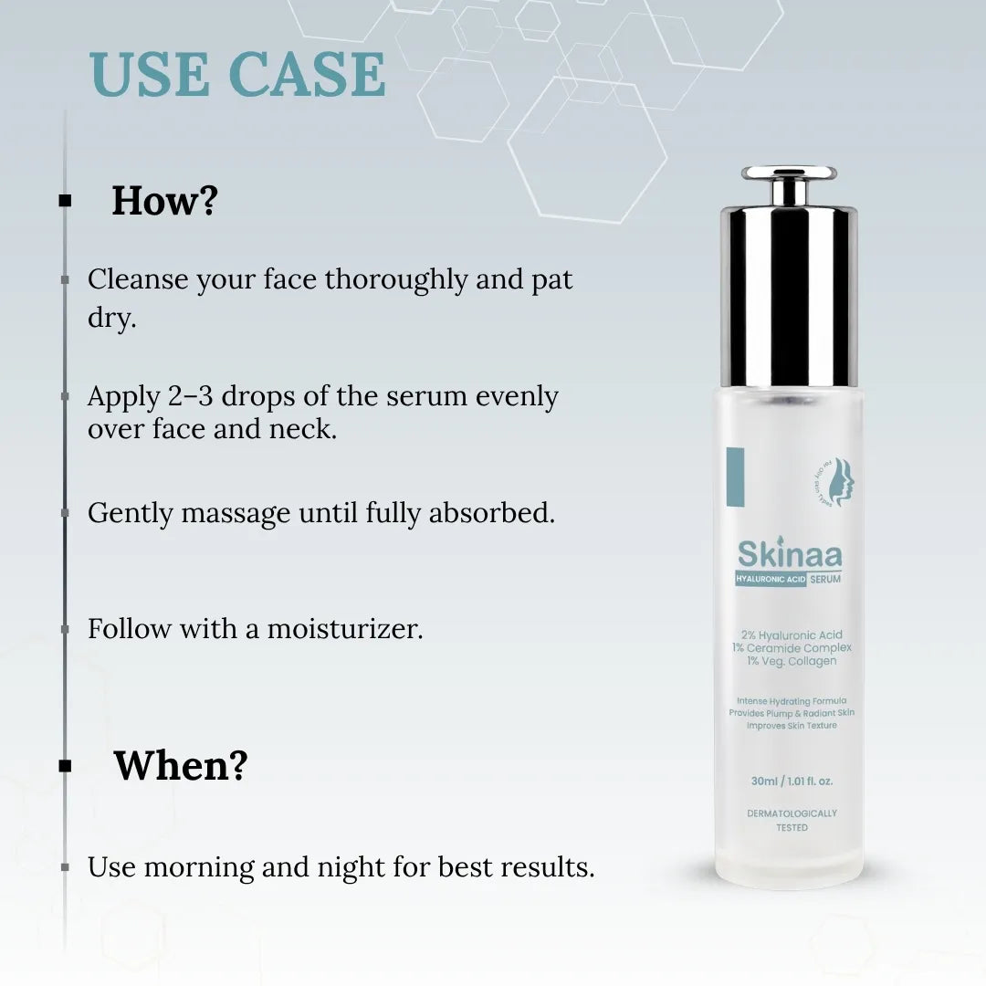 Skinaa 2% Hyaluronic Acid Serum for Deep Hydration & Plumping Face Serum | 30 ml