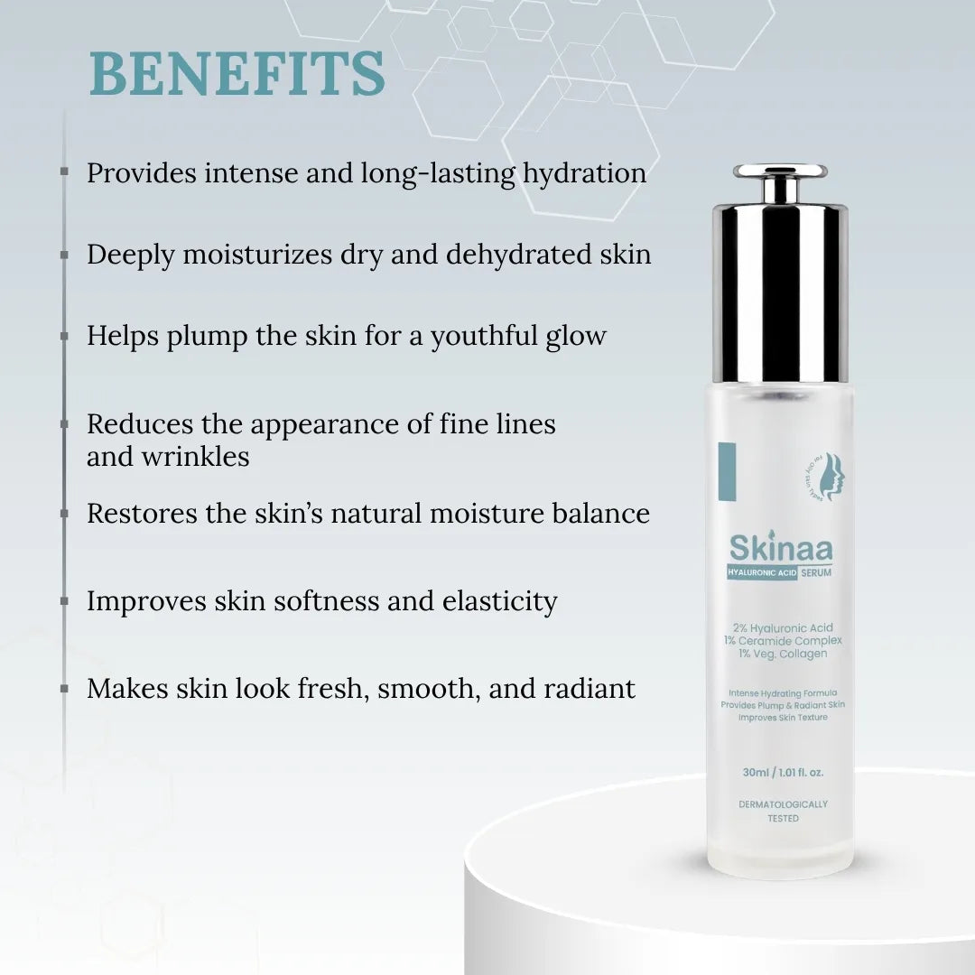 Skinaa 2% Hyaluronic Acid Serum for Deep Hydration & Plumping Face Serum | 30 ml