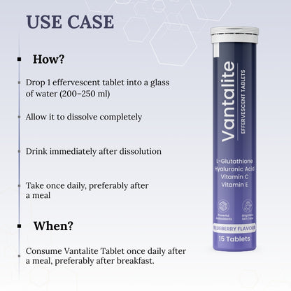 Skinaa Vantalite Effervescent Tablets – Blueberry Flavour | 15 Tablets
