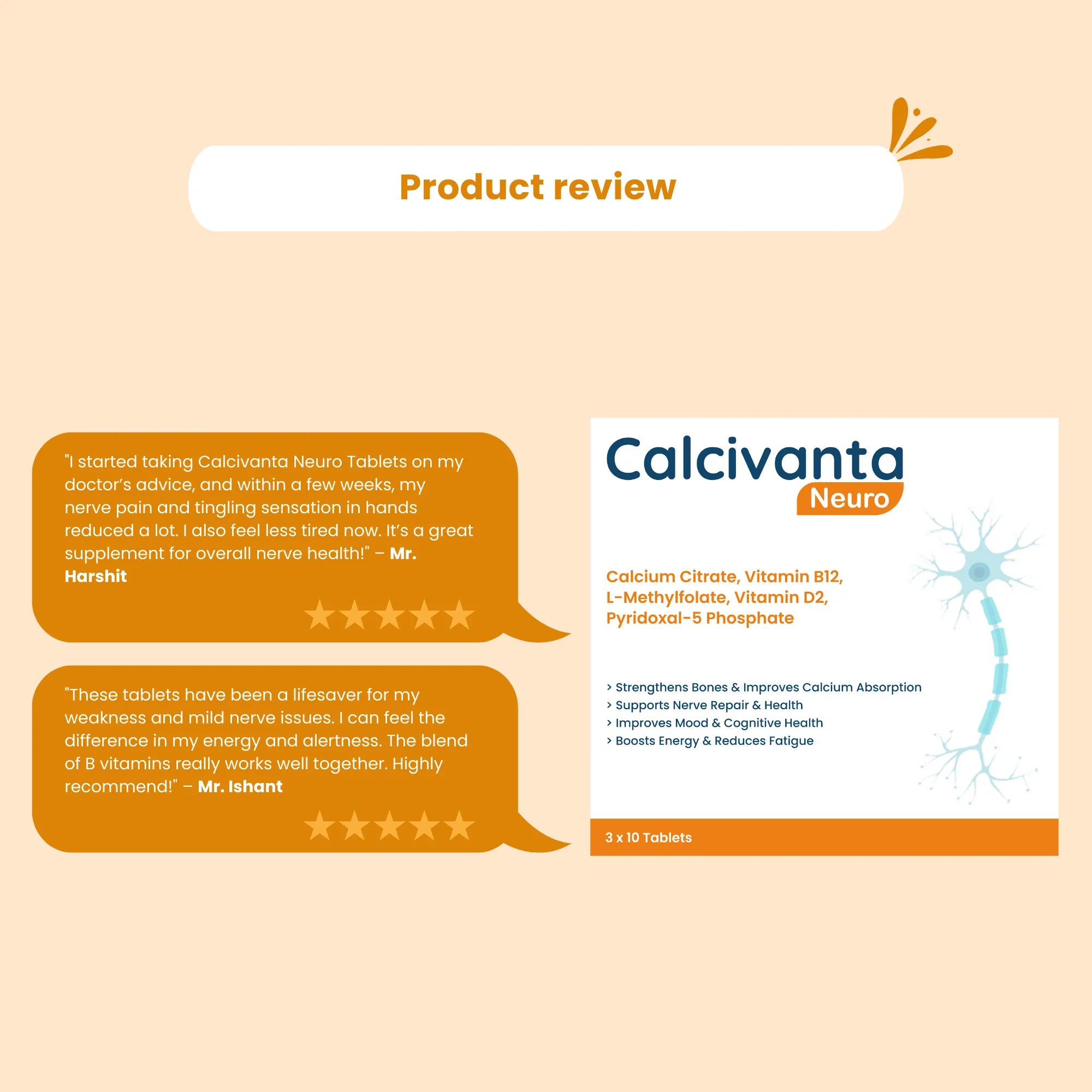 Calcivanta Neuro Tablets - (3x10)- 30 Tablets