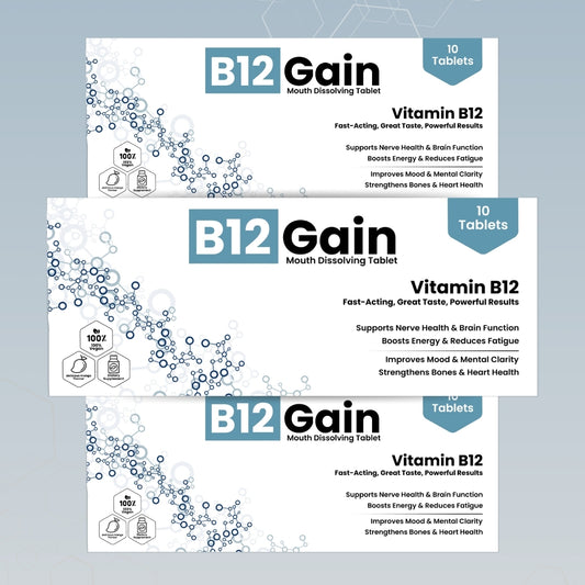 B12 Gain Mouth Dissolving Tablets for  Energy & Nerve Health Support | Pack of 3