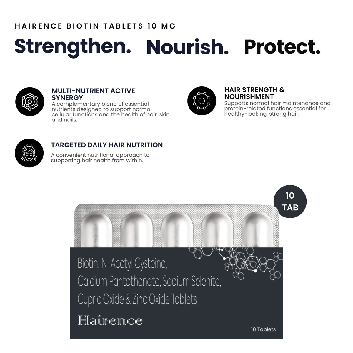 Hairence Biotin Tablets for Hair Growth and Anti- Grey Hair Formula | Pack of 3
