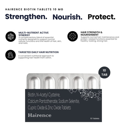 Hairence Biotin Tablets for Hair Growth and Anti- Grey Hair Formula | Pack of 3