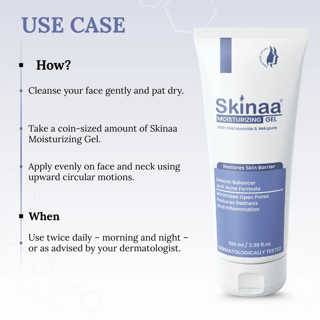 Skinaa Gel Moisturizer for Oily Skin | Niacinamide Hydrating Gel for Acne & Pore Control | 100 ml