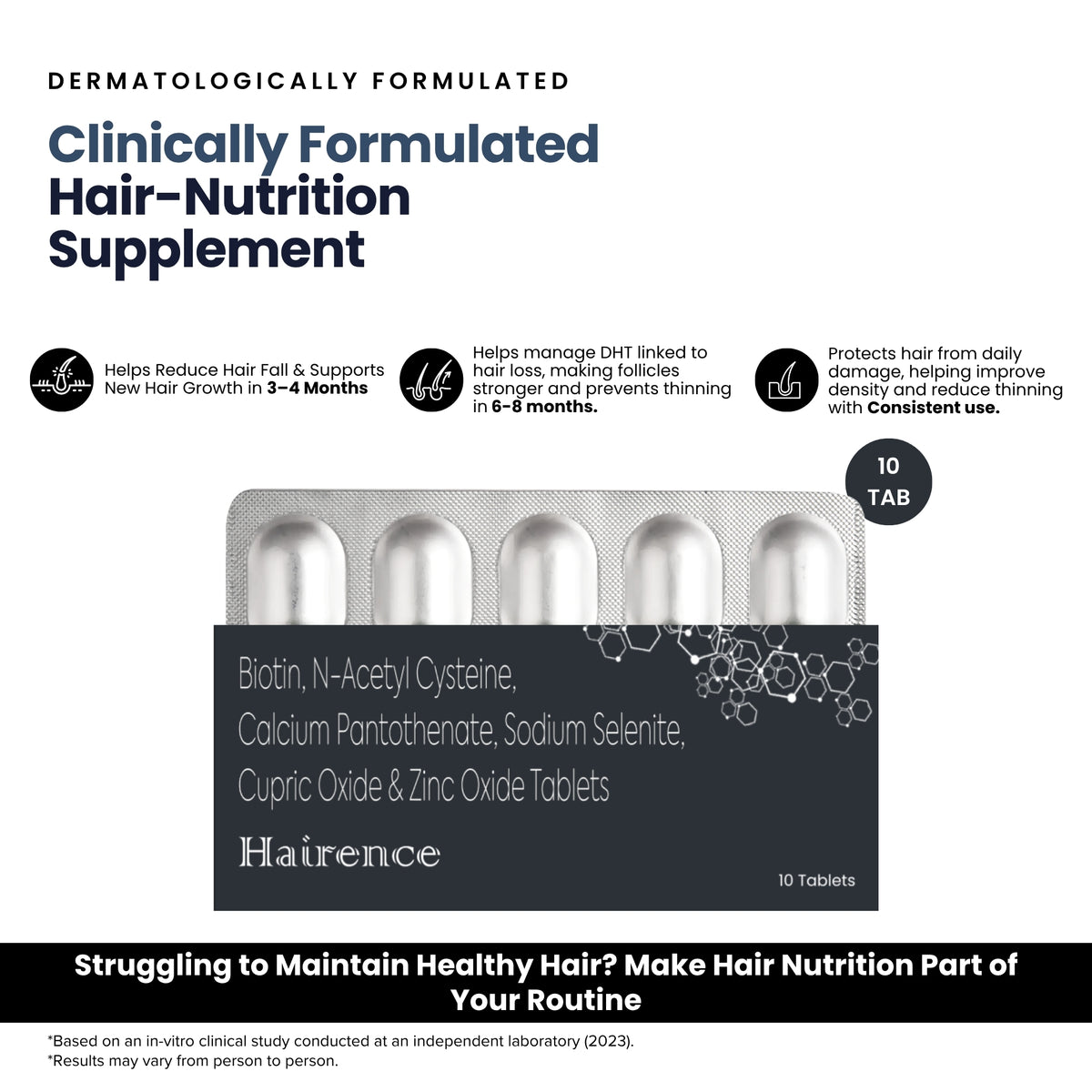 Hairence Biotin Tablets for Hair Growth and Anti- Grey Hair Formula | Pack of 3