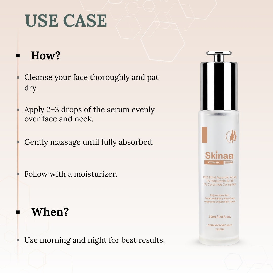 Skinaa Vitamin C Serum 15% | Brightening & Anti-Aging Face Serum for Glowing Skin | 30 ml