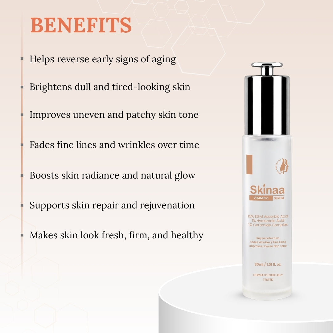 Skinaa Vitamin C Serum 15% | Brightening & Anti-Aging Face Serum for Glowing Skin | 30 ml
