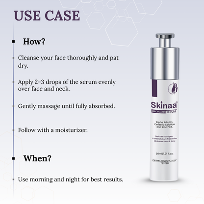 Skinaa 10% Niacinamide Face Serum | Acne Control & Pore Minimizing Serum for Clear Skin | 30 ml