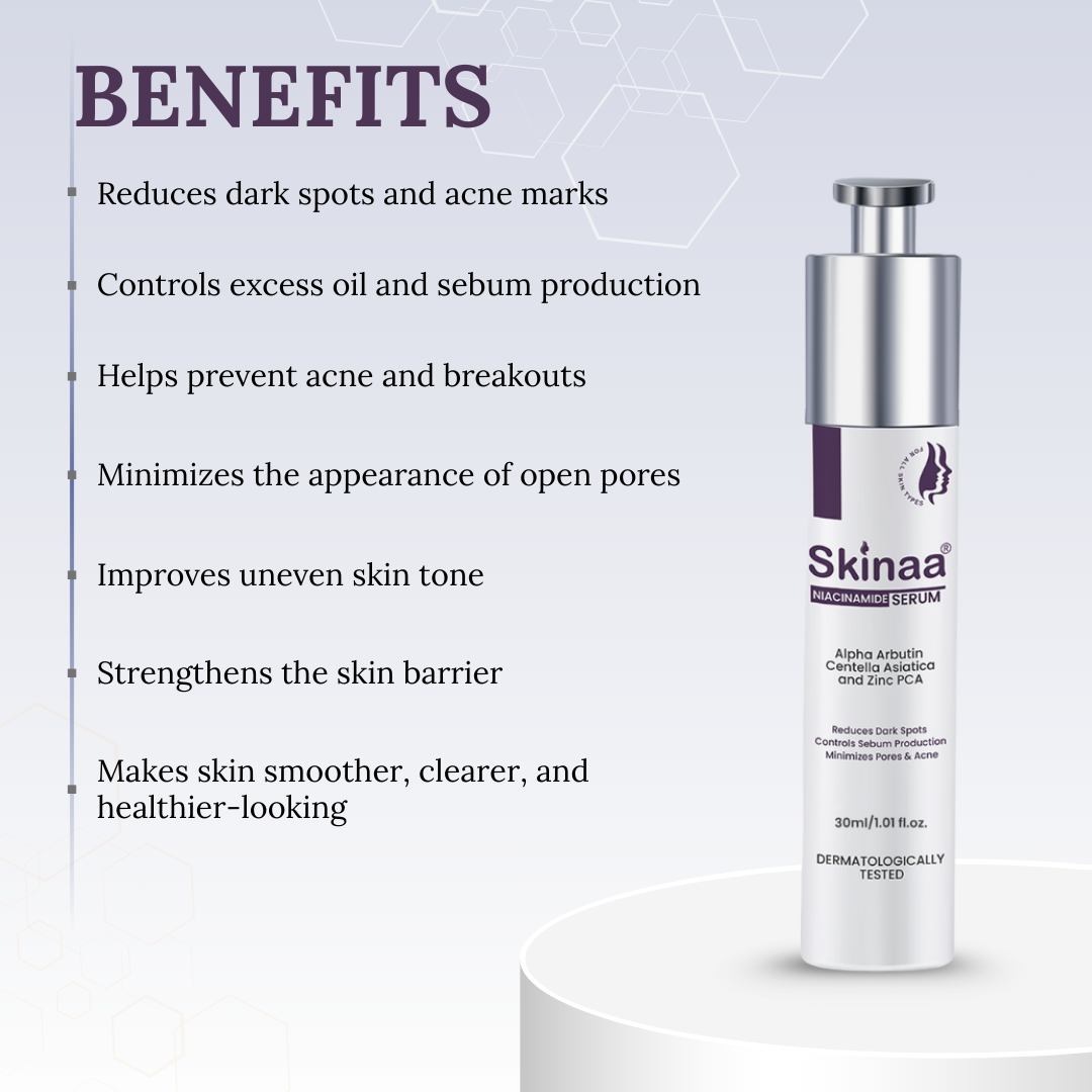Skinaa 10% Niacinamide Face Serum | Acne Control & Pore Minimizing Serum for Clear Skin | 30 ml