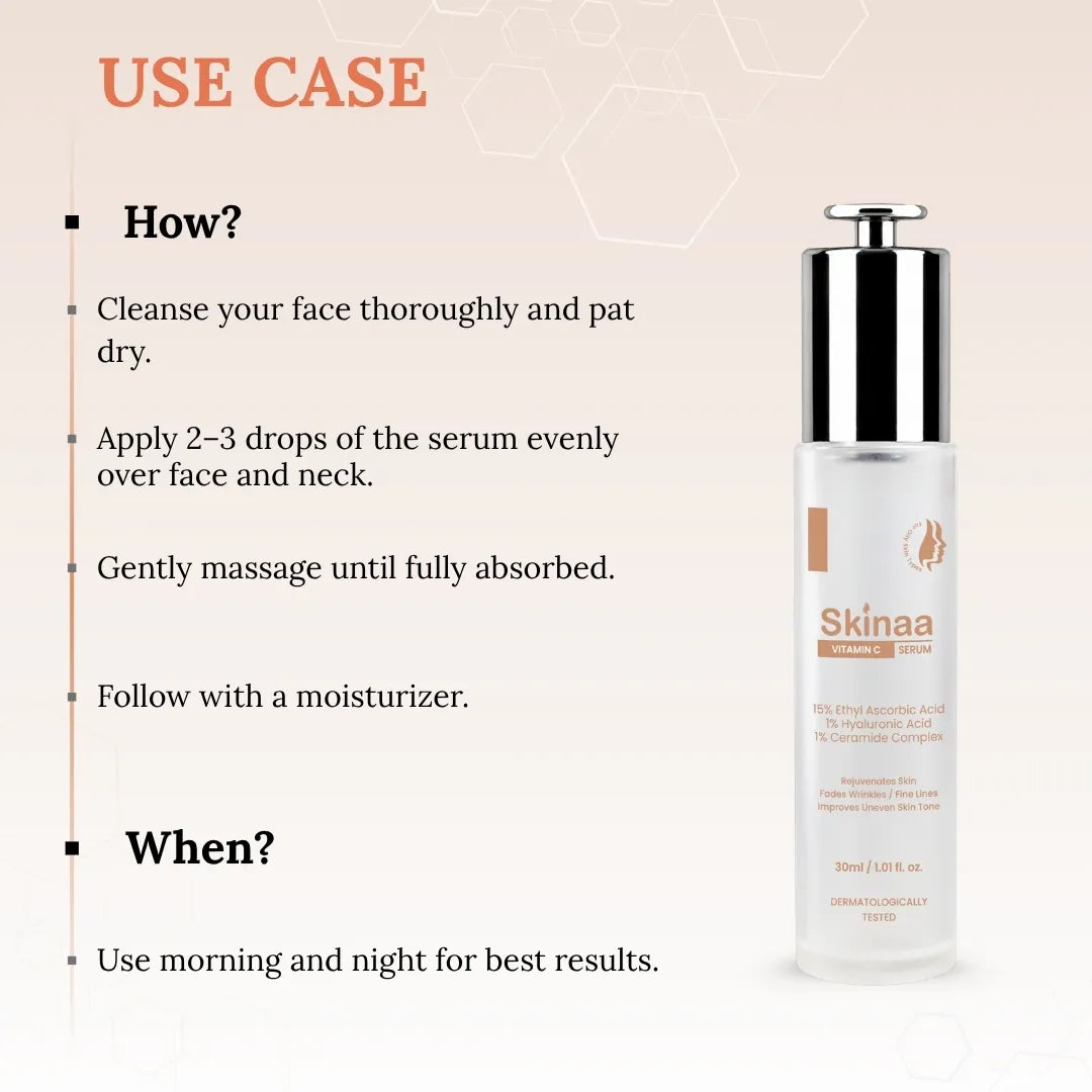 Skinaa Vitamin C Serum 15% | Brightening & Anti-Aging Face Serum for Glowing Skin | 30 ml