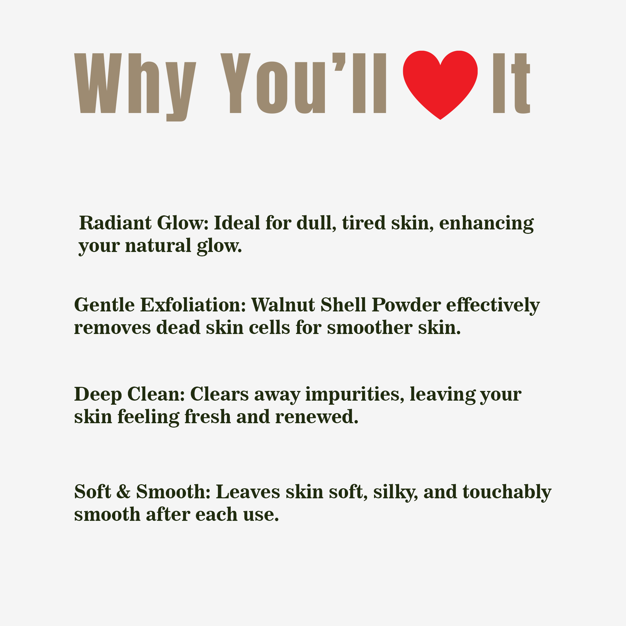 Benefits of Skinaa Walnut Scrub – radiant glow, gentle exfoliation with walnut shell powder, deep cleansing, and smooth silky skin after use