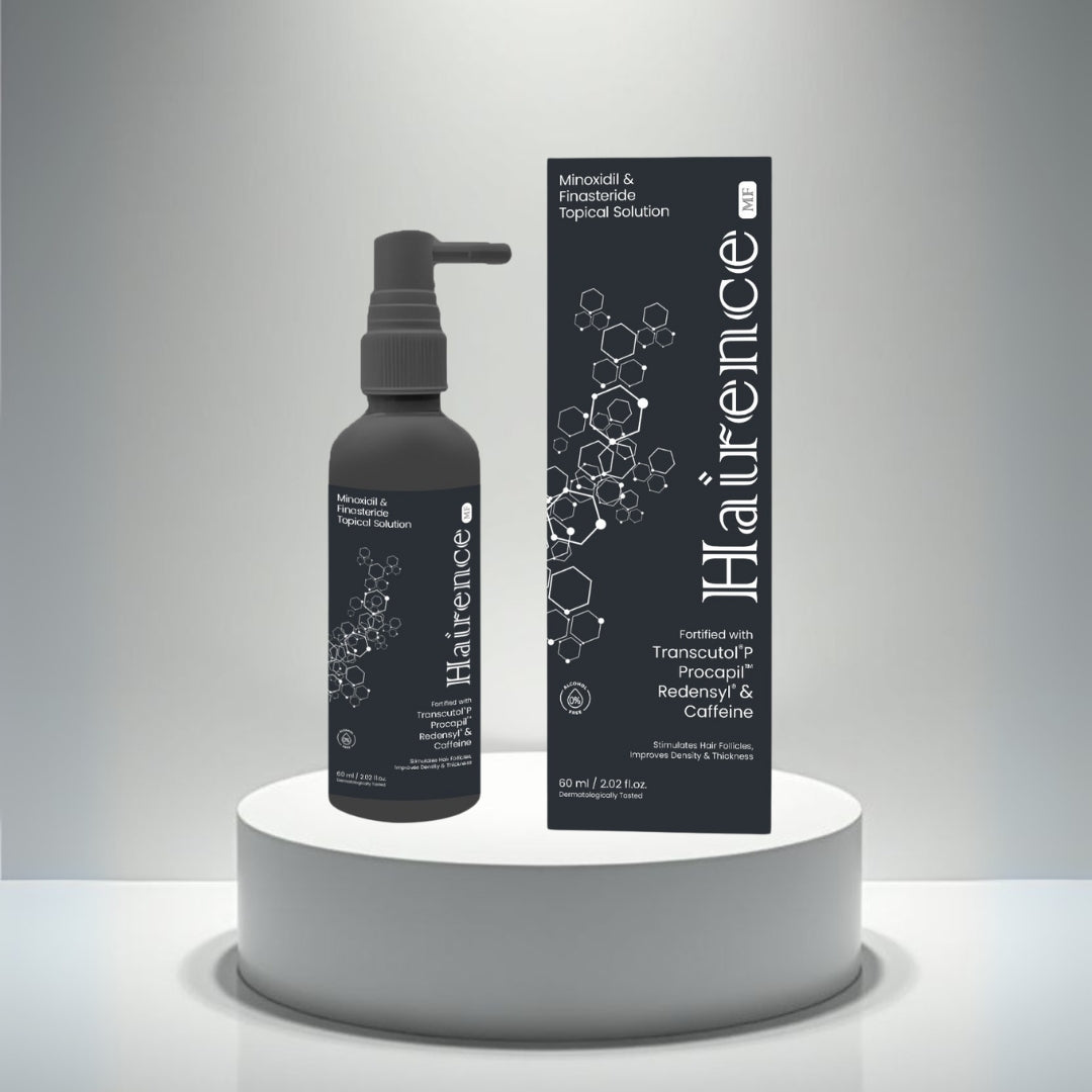 Hairience Minoxidil & Redensyl Topical Solution with Procapil and caffeine, 60ml bottle for hair regrowth, reduced hair fall, and stronger roots.
