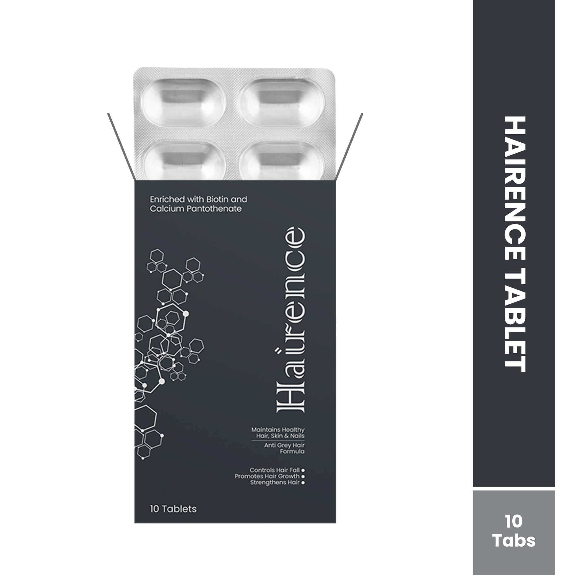 Hairience Tablets enriched with biotin and calcium pantothenate, 10 tablets pack for healthy hair growth, reduced hair fall, and stronger roots