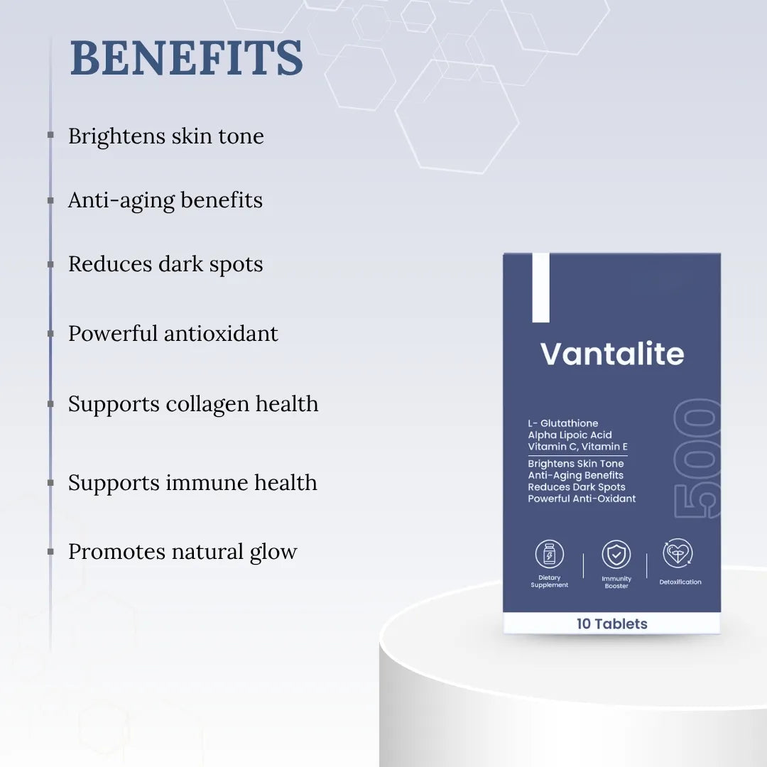 Skinaa Vantalite Glutathione 500 mg Tablets | Skin Brightening Supplement Skinaa Vantalite Glutathione 500 mg Tablets | Skin Brightening Supplement